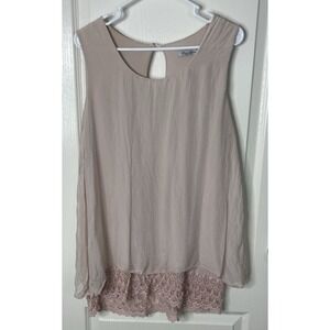 Elena Baldi‎ Silk Blend Top Large Pink Balletcore Coquette Lace Trim Lighweight